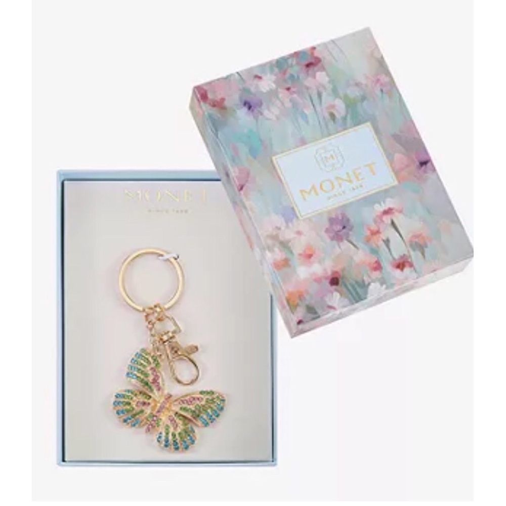 Jeweled Gold Butterfly Keychain Bag Charm - Picture 3 of 4